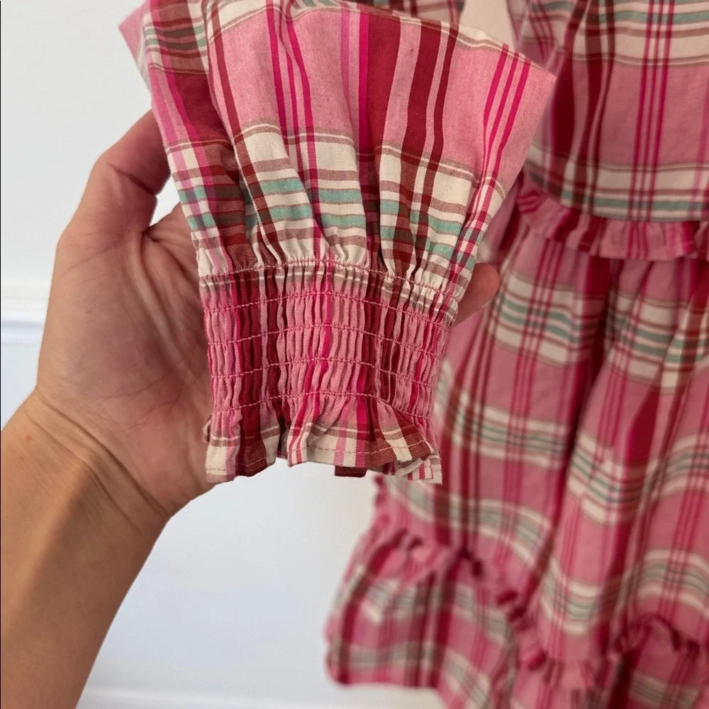 J. Crew Pink Plaid Mini Long Sleeve Drews w Ruffle Trim - Picture 4 of 8